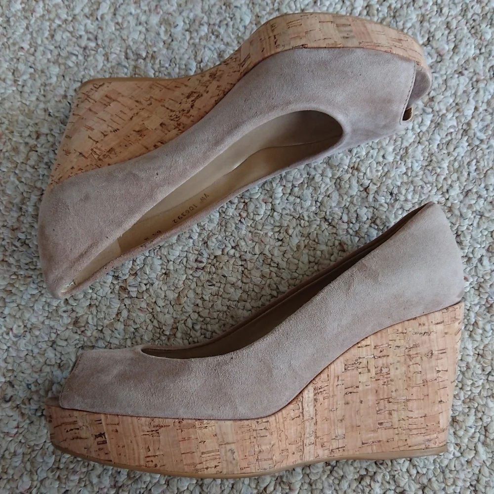 Stuart Weitzman Anna peep-toe wedge Wedge Platform Sandals in taupe 8.5 M - Picture 6 of 15